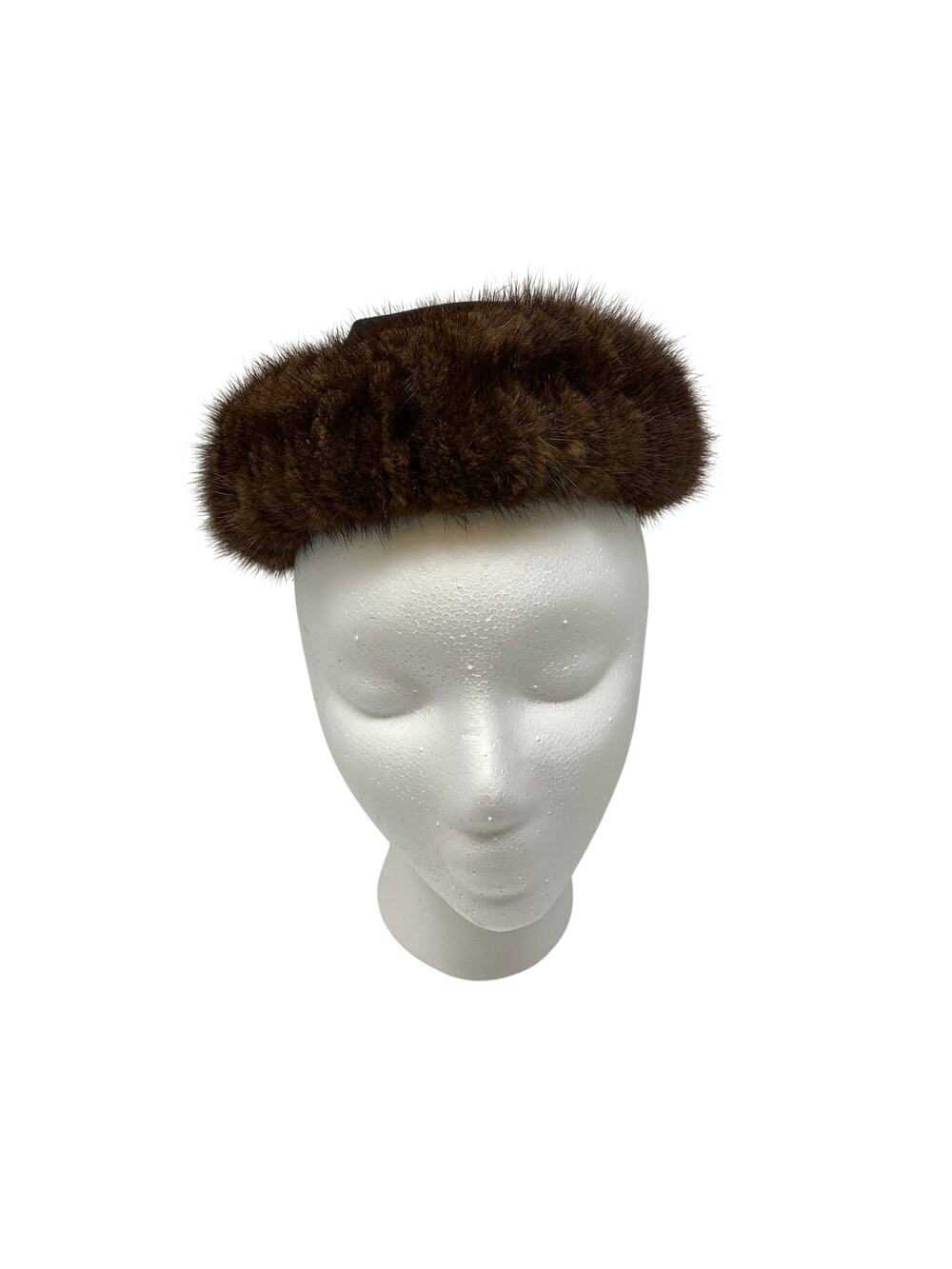 Vintage Loree Brown Mink Fur Hat Womens Winter Band Style Mid Century
